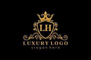 Royal Luxury Logo-Vorlage mit Anfangsbuchstaben lh in Vektorgrafiken für Restaurant, Lizenzgebühren, Boutique, Café, Hotel, Heraldik, Schmuck, Mode und andere Vektorillustrationen. vektor