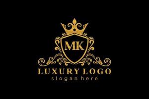 Initial mk Letter Royal Luxury Logo Vorlage in Vektorgrafiken für Restaurant, Lizenzgebühren, Boutique, Café, Hotel, heraldisch, Schmuck, Mode und andere Vektorillustrationen. vektor