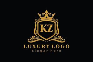 kz-Buchstabe Royal Luxury Logo-Vorlage in Vektorgrafiken für Restaurant, Lizenzgebühren, Boutique, Café, Hotel, heraldisch, Schmuck, Mode und andere Vektorillustrationen. vektor