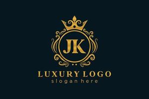 Anfangsbuchstabe jk Royal Luxury Logo Vorlage in Vektorgrafiken für Restaurant, Lizenzgebühren, Boutique, Café, Hotel, heraldisch, Schmuck, Mode und andere Vektorillustrationen. vektor