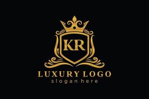 Royal Luxury Logo-Vorlage mit anfänglichem kr-Buchstaben in Vektorgrafiken für Restaurant, Lizenzgebühren, Boutique, Café, Hotel, Heraldik, Schmuck, Mode und andere Vektorillustrationen. vektor
