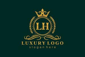 första lh brev kunglig lyx logotyp mall i vektor konst för restaurang, kungligheter, boutique, Kafé, hotell, heraldisk, Smycken, mode och Övrig vektor illustration.