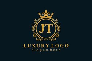 Anfangsbuchstabe jt Royal Luxury Logo Vorlage in Vektorgrafiken für Restaurant, Lizenzgebühren, Boutique, Café, Hotel, heraldisch, Schmuck, Mode und andere Vektorillustrationen. vektor