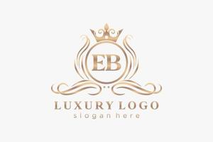 anfängliche eb-Buchstabe königliche Luxus-Logo-Vorlage in Vektorgrafiken für Restaurant, Lizenzgebühren, Boutique, Café, Hotel, heraldisch, Schmuck, Mode und andere Vektorillustrationen. vektor