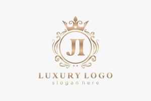 anfängliche ji-Buchstabe königliche Luxus-Logo-Vorlage in Vektorgrafiken für Restaurant, Lizenzgebühren, Boutique, Café, Hotel, heraldisch, Schmuck, Mode und andere Vektorillustrationen. vektor