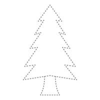 jul träd spårande kalkylblad för barn vektor