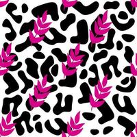 schwarzes leopardenmuster nahtlos mit zweigen. Leoparden-Tierdruck. Farbe nahtloser Hintergrund. Animal-Print-Muster vektor