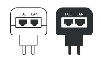 poe apapter set. Injektor für elektronische Geräte auf weißem Hintergrund vektor