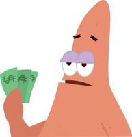 Patrick Ich habe drei Dollar Meme-Symbol vektor