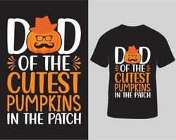 Papa der süßesten Kürbisse im Patch Halloween T-Shirt Design Pro Download vektor