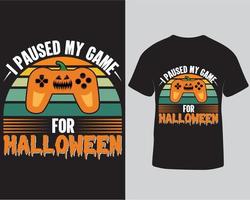 Halloween-Gaming-T-Shirt-Design, T-Shirt-Design für Gaming-Liebhaber, Gaming-T-Shirt-Design für Halloween-Nacht Pro-Download vektor