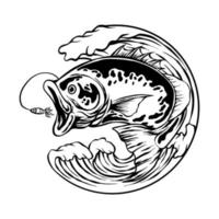große Bass-Fischen-Illustration vektor