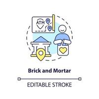 Symbol für das Konzept aus Ziegel und Mörtel. straßenseitige Einrichtung. Sparkonto abstrakte Idee dünne Linie Abbildung. isolierte Umrisszeichnung. editierbarer Strich. vektor