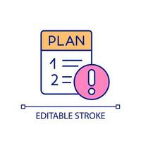 Warnung vor Planungsrisiken RGB-Farbsymbol. Fehler bei der Strategieentwicklung vermeiden. geschäftliche Arbeit. isolierte Vektorillustration. einfache gefüllte Strichzeichnung. editierbarer Strich. vektor