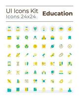 flache farbige ui-symbole für fernlernplattformen gesetzt. Lernsoftware für Studenten. Online-Schule. GUI, UX-Design für mobile App. Vektor isolierte RGB-Piktogramme.