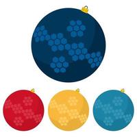 vier mehrfarbige Weihnachtskugeln auf einer weißen Hintergrundvektorillustration. vektor