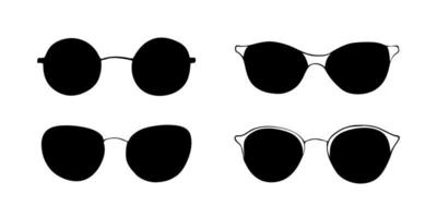 schwarze skizze mode brillen icon set vektor