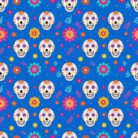 dia de los muertos sömlös mönster av traditionell mexikansk symboler. lätt till redigera vektor mall för hälsning kort, baner, affisch, fest inbjudan, tyg, textil, omslag papper, etc