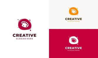 kreatives Farbpaletten-Logo-Design, Malerei-Logo-Design auf isoliertem Hintergrund vektor