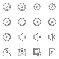 audio och video linje ikon uppsättning vektor