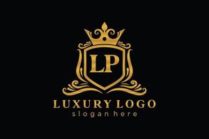 Royal Luxury Logo-Vorlage mit anfänglichem lp-Buchstaben in Vektorgrafiken für Restaurant, Lizenzgebühren, Boutique, Café, Hotel, Heraldik, Schmuck, Mode und andere Vektorillustrationen. vektor