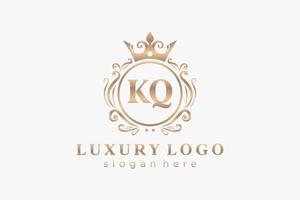 königliche Luxus-Logo-Vorlage mit anfänglichem kq-Buchstaben in Vektorgrafiken für Restaurant, Lizenzgebühren, Boutique, Café, Hotel, Heraldik, Schmuck, Mode und andere Vektorillustrationen. vektor
