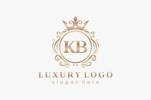 Royal Luxury Logo-Vorlage mit anfänglichem kb-Buchstaben in Vektorgrafiken für Restaurant, Lizenzgebühren, Boutique, Café, Hotel, Heraldik, Schmuck, Mode und andere Vektorillustrationen. vektor