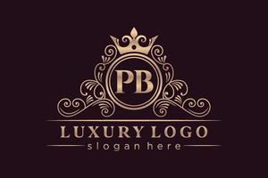 pb anfangsbuchstabe gold kalligrafisch feminin floral handgezeichnet heraldisch monogramm antik vintage stil luxus logo design premium vektor