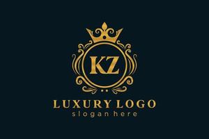 kz-Buchstabe Royal Luxury Logo-Vorlage in Vektorgrafiken für Restaurant, Lizenzgebühren, Boutique, Café, Hotel, heraldisch, Schmuck, Mode und andere Vektorillustrationen. vektor