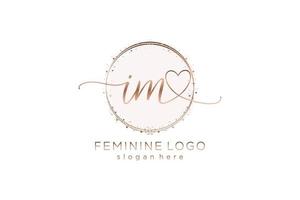 första jag är handstil logotyp med cirkel mall vektor logotyp av första bröllop, mode, blommig och botanisk med kreativ mall.