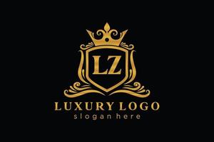 Initial lz Letter Royal Luxury Logo Vorlage in Vektorgrafiken für Restaurant, Lizenzgebühren, Boutique, Café, Hotel, heraldisch, Schmuck, Mode und andere Vektorillustrationen. vektor