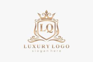 Royal Luxury Logo-Vorlage mit Anfangsbuchstaben lq in Vektorgrafiken für Restaurant, Lizenzgebühren, Boutique, Café, Hotel, Heraldik, Schmuck, Mode und andere Vektorillustrationen. vektor