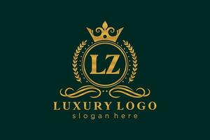 Initial lz Letter Royal Luxury Logo Vorlage in Vektorgrafiken für Restaurant, Lizenzgebühren, Boutique, Café, Hotel, heraldisch, Schmuck, Mode und andere Vektorillustrationen. vektor