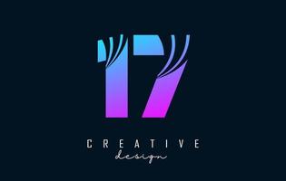 färgrik kreativ siffra 17 1 7 logotyp med ledande rader och väg begrepp design. siffra med geometrisk design. vektor