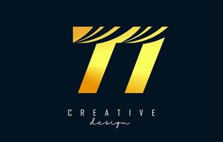 goldenes kreatives nummer 77 7 logo mit führenden linien und straßenkonzeptdesign. Nummer mit geometrischem Design. vektor