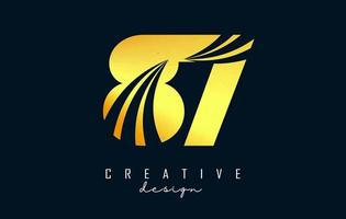 gyllene kreativ siffra 87 8 7 logotyp med ledande rader och väg begrepp design. siffra med geometrisk design. vektor