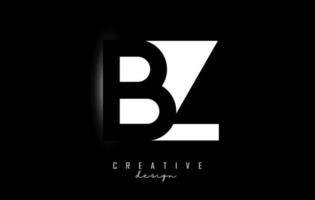 brev bz logotyp med negativ Plats design på en svart bakgrund. brev b och z med geometrisk typografi. vektor