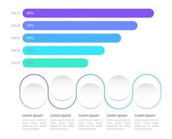 horizontale Balken Infografik-Diagramm-Design-Vorlagensatz. neumorphe abstrakte infocharts mit bearbeitbarer kontur. Anweisungsgrafiken mit 5-Schritt-Sequenz. visuelle Datenpräsentation vektor