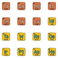 Symbolsatz für gefüllte Zeilen des Periodensystems vektor