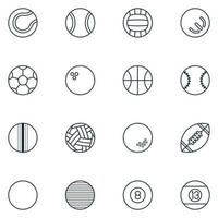 sporter boll linje ikon uppsättning vektor
