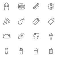 Fast-Food-Linie-Icon-Set vektor