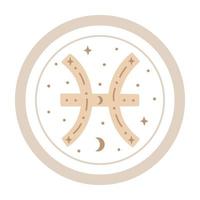 Fische Sternzeichen Symbolvektor, handgezeichnetes Horoskopzeichen. dekorierte astrologische Ikone isoliert. Widder Astrologie Sternzeichen ClipArt auf weißem Hintergrund vektor