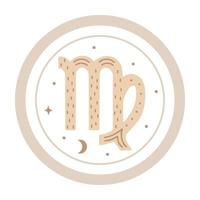 Jungfrau Sternzeichen Symbolvektor, handgezeichnetes Horoskopzeichen. dekorierte astrologische Ikone isoliert. Widder Astrologie Sternzeichen ClipArt auf weißem Hintergrund vektor
