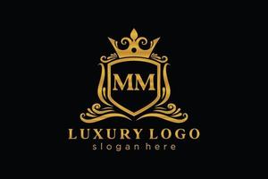 Royal Luxury Logo-Vorlage mit anfänglichem mm-Buchstaben in Vektorgrafiken für Restaurant, Lizenzgebühren, Boutique, Café, Hotel, Heraldik, Schmuck, Mode und andere Vektorillustrationen. vektor