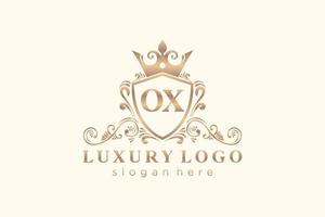 första oxe brev kunglig lyx logotyp mall i vektor konst för restaurang, kungligheter, boutique, Kafé, hotell, heraldisk, Smycken, mode och Övrig vektor illustration.