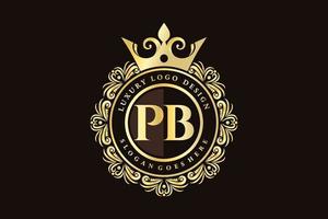 pb anfangsbuchstabe gold kalligrafisch feminin floral handgezeichnet heraldisch monogramm antik vintage stil luxus logo design premium vektor