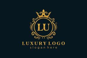 första lu brev kunglig lyx logotyp mall i vektor konst för restaurang, kungligheter, boutique, Kafé, hotell, heraldisk, Smycken, mode och Övrig vektor illustration.