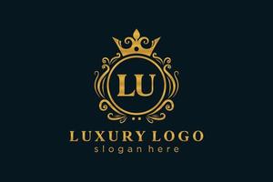 Initial Lu Letter Royal Luxury Logo Vorlage in Vektorgrafiken für Restaurant, Lizenzgebühren, Boutique, Café, Hotel, heraldisch, Schmuck, Mode und andere Vektorillustrationen. vektor