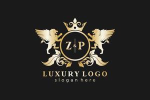 Initial zp Letter Lion Royal Luxury Logo Vorlage in Vektorgrafiken für Restaurant, Lizenzgebühren, Boutique, Café, Hotel, Heraldik, Schmuck, Mode und andere Vektorillustrationen. vektor