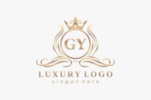 första gy brev kunglig lyx logotyp mall i vektor konst för restaurang, kungligheter, boutique, Kafé, hotell, heraldisk, Smycken, mode och Övrig vektor illustration.